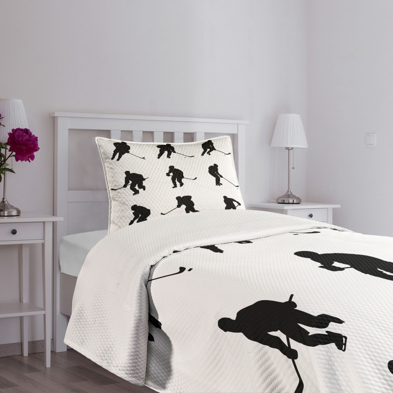 Black Player Silhouettes Bedspread Set