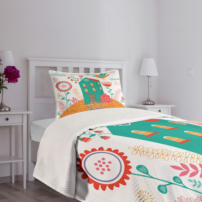 Birds Flowers Bedspread Set