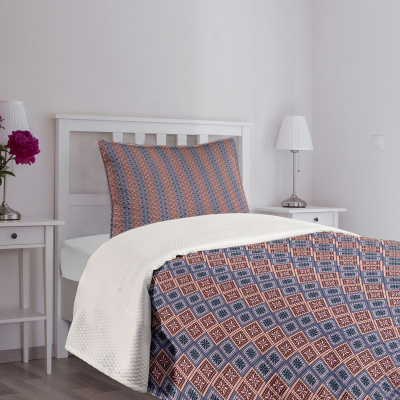 Checkered Floral Dotted Bedspread Set