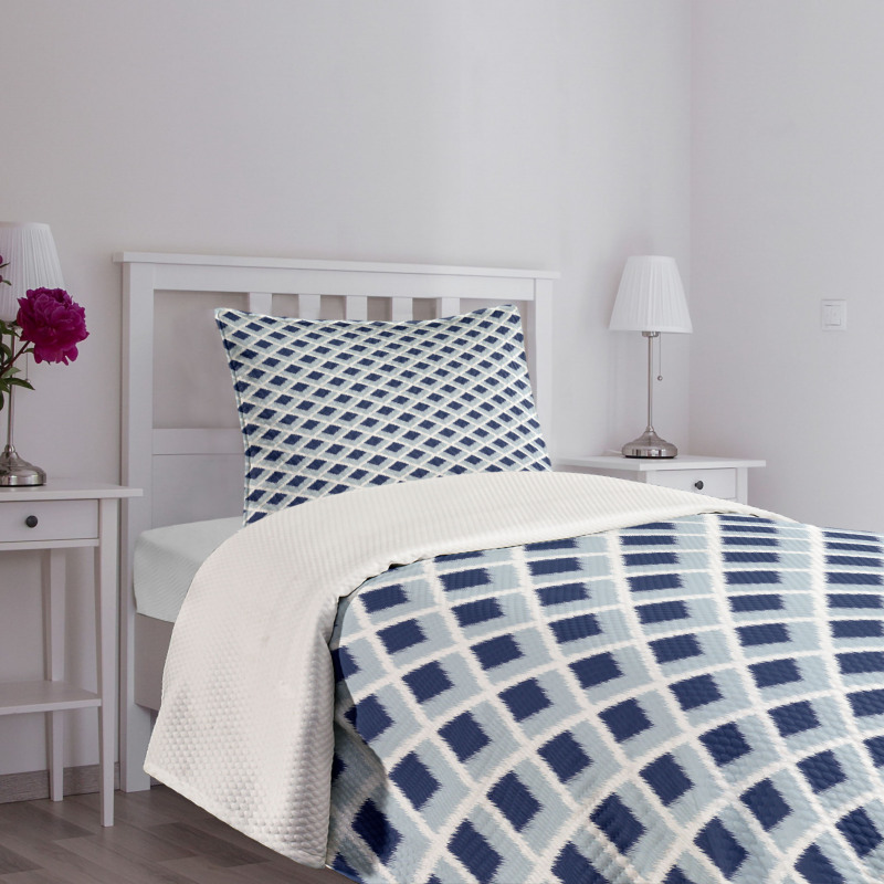 Blue Toned Ikat Modern Bedspread Set