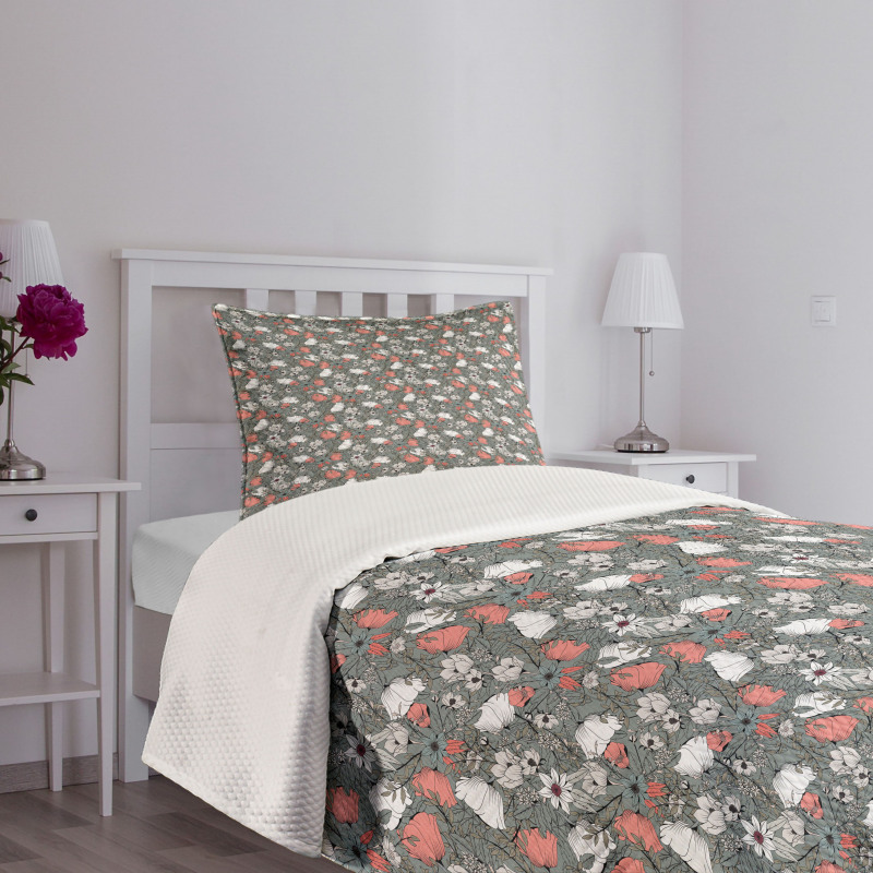 Rustic Flowers Pattern Bedspread Set