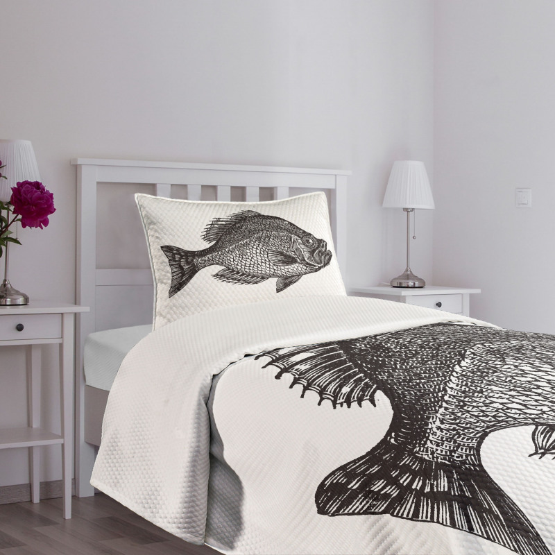 Rock Bass Black and White Bedspread Set