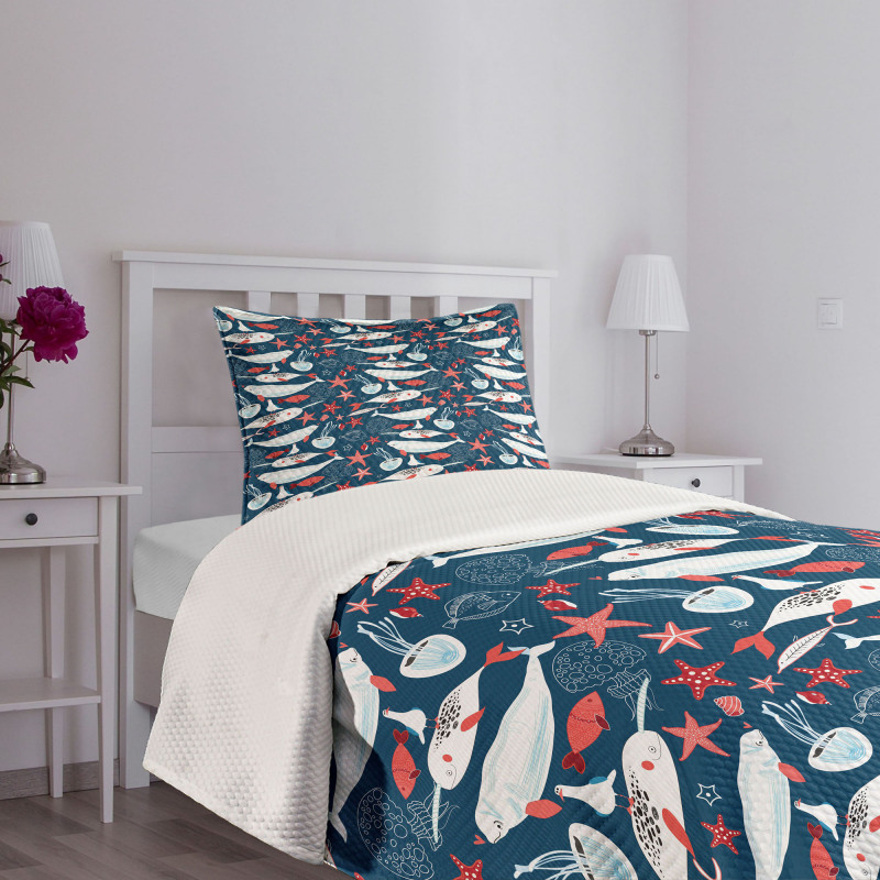 School of Fish Narwhal Bedspread Set