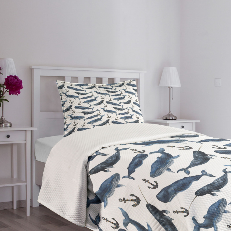 Aquerelle Ocean Whales Bedspread Set