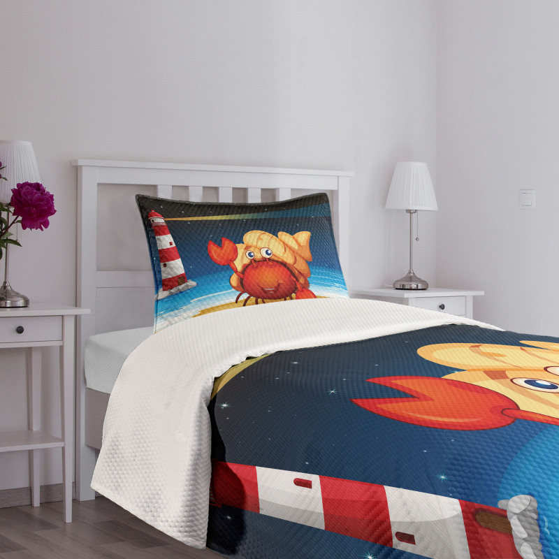 Marine Life Lighthouse Bedspread Set