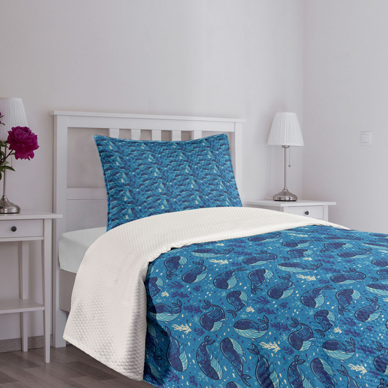 Aquatic Themed Design Bedspread Set