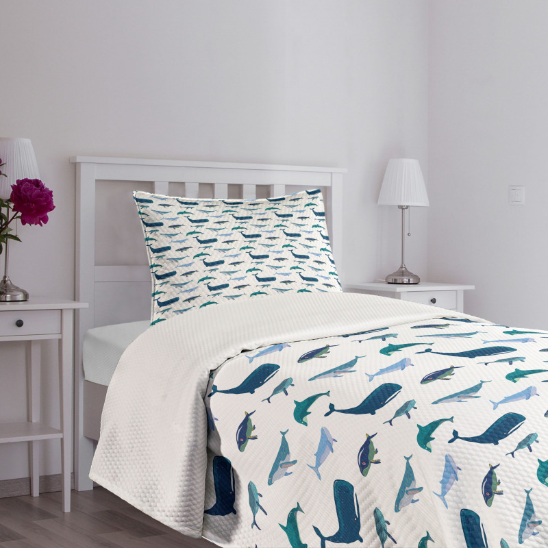 Swimming Marine Animals Bedspread Set