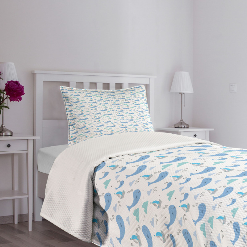 Marine Life Themed Design Bedspread Set