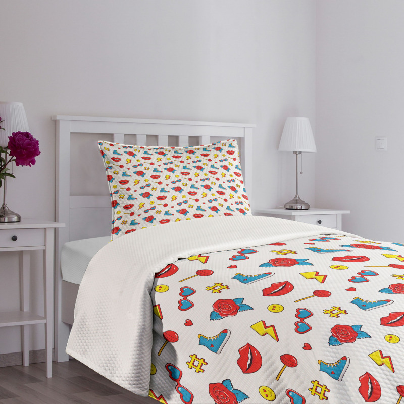 Hipster Pop Art Comics Bedspread Set