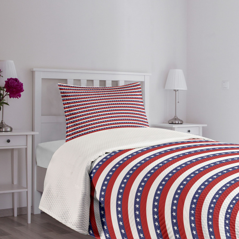 American Flag Motif Bedspread Set