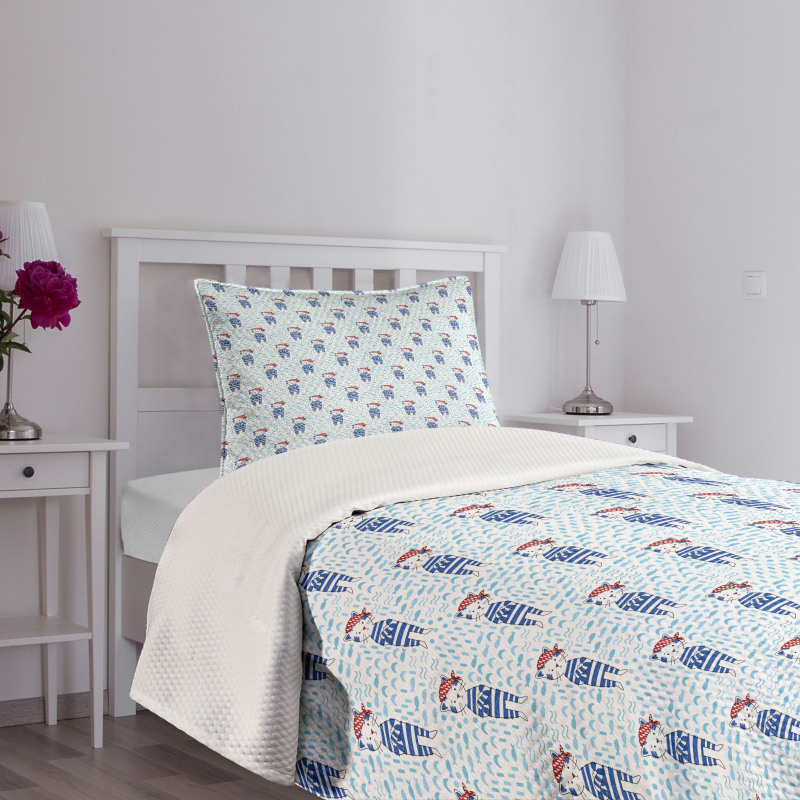 Cat in Blue Sailor Suit Bedspread Set