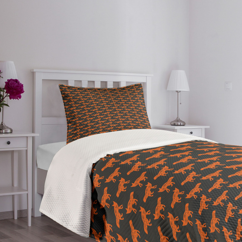 Forest Animal Silhouette Bedspread Set