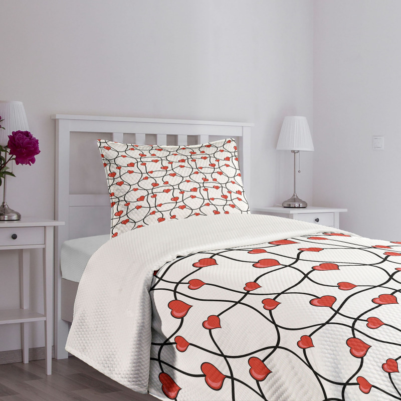 Geometric Hearts Bedspread Set