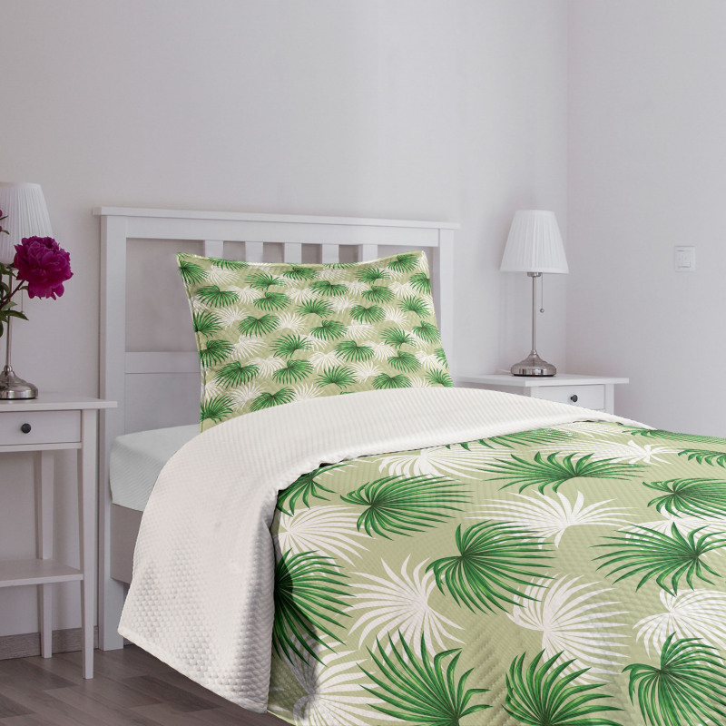 Palm Tree Island Foliage Bedspread Set