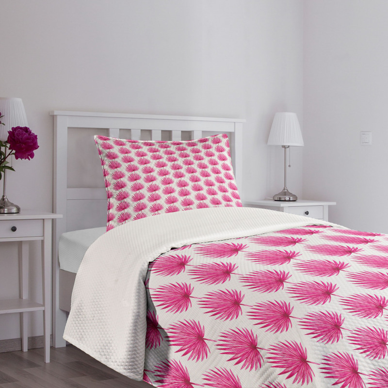 Watercolor Pink Leaves Bedspread Set