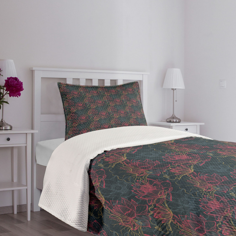 Concept of Flowers of Asia Bedspread Set