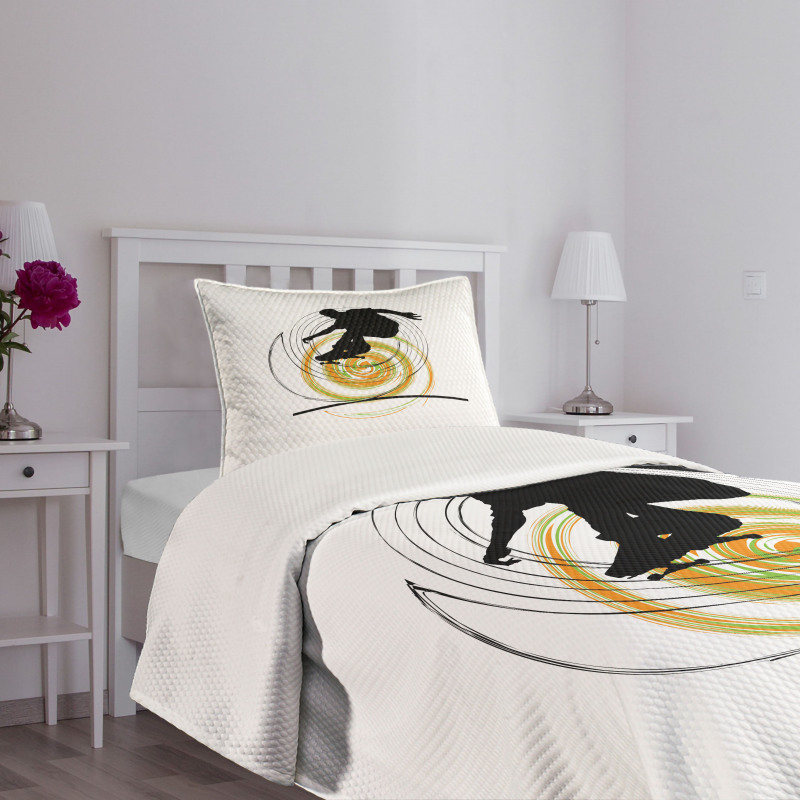 Skater Man Spiral Circles Bedspread Set