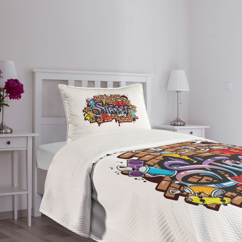 Street Life Graffiti Art Bedspread Set