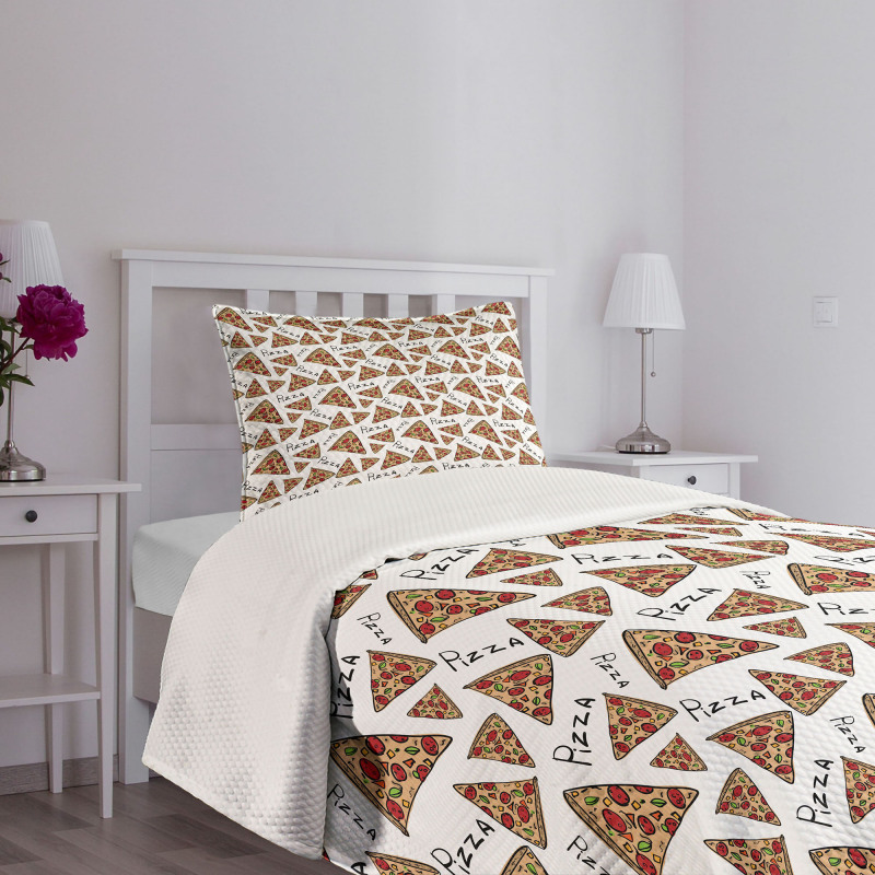 Doodle Art Style Slices Bedspread Set