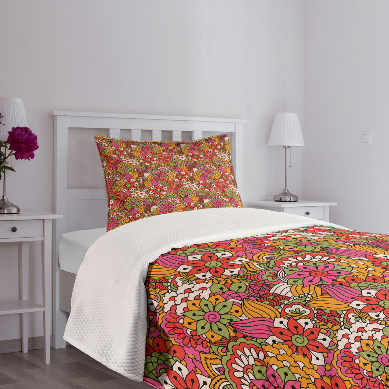 Floral Vibrant Art Bedspread Set