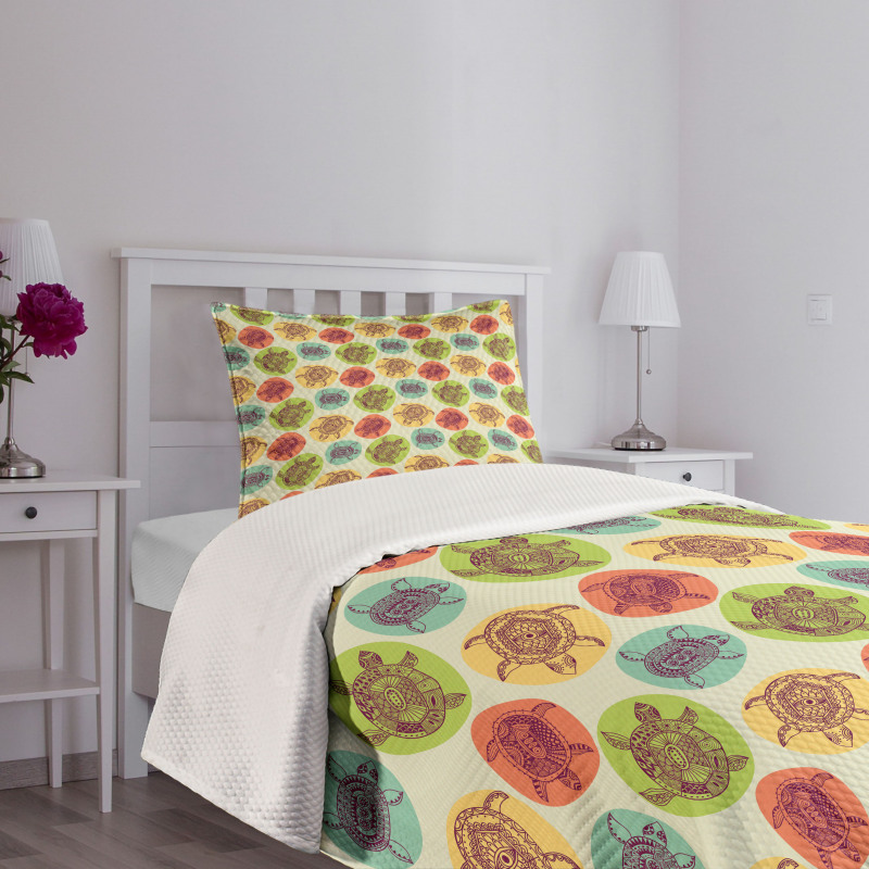 Sea Animals Color Blots Bedspread Set