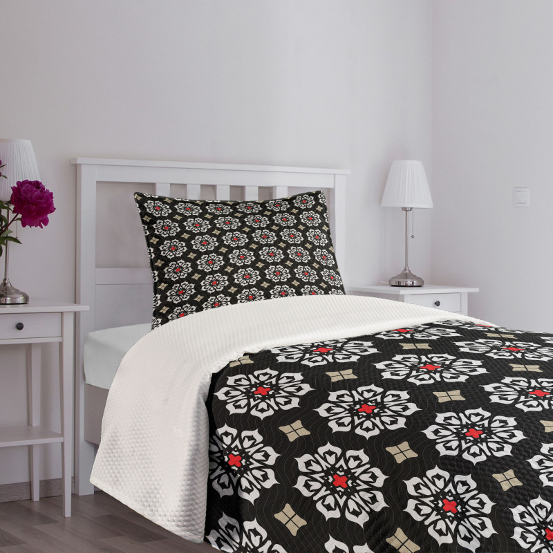 Floral Ornament Motifs Bedspread Set