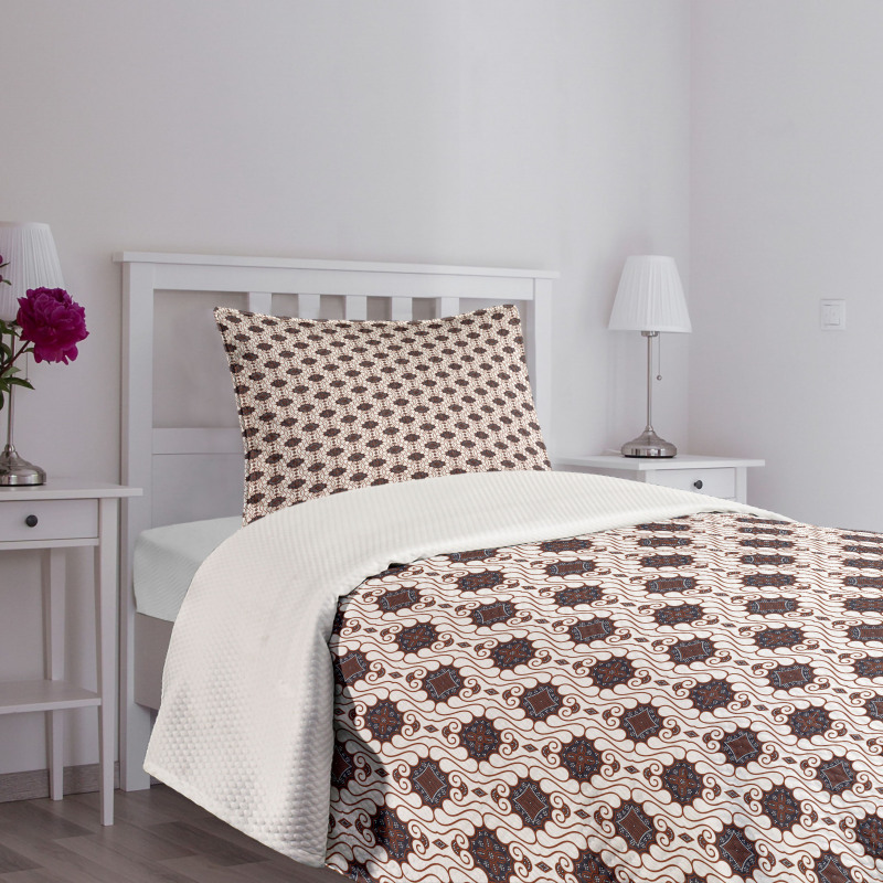 Japanese Style Motifs Pattern Bedspread Set