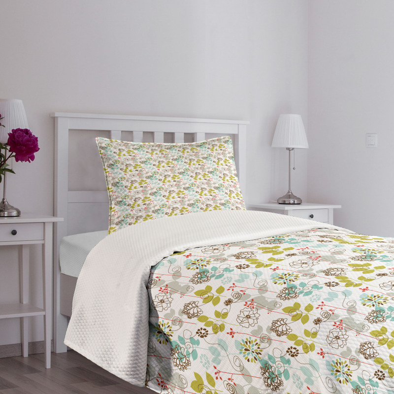 Fresh Spring Foliage Line Bedspread Set