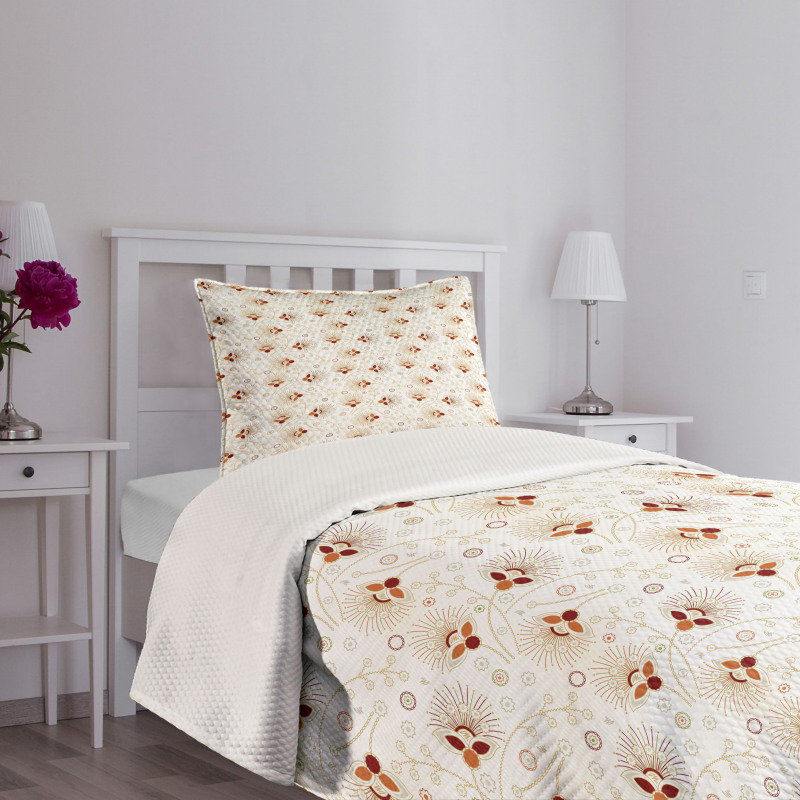Chevrons and Flowers Bedspread Set