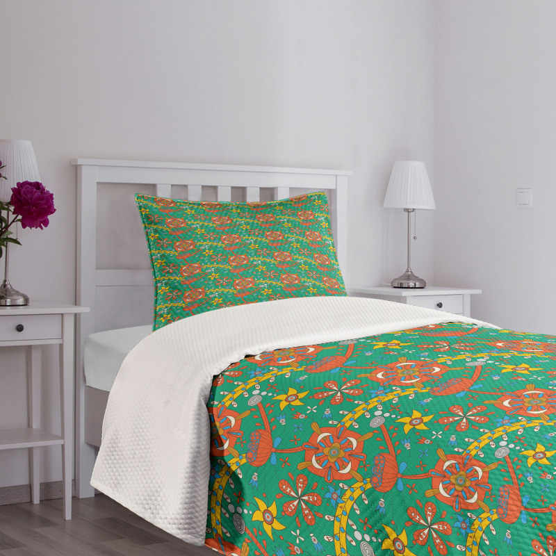 Dot Cartoony Nature Design Bedspread Set