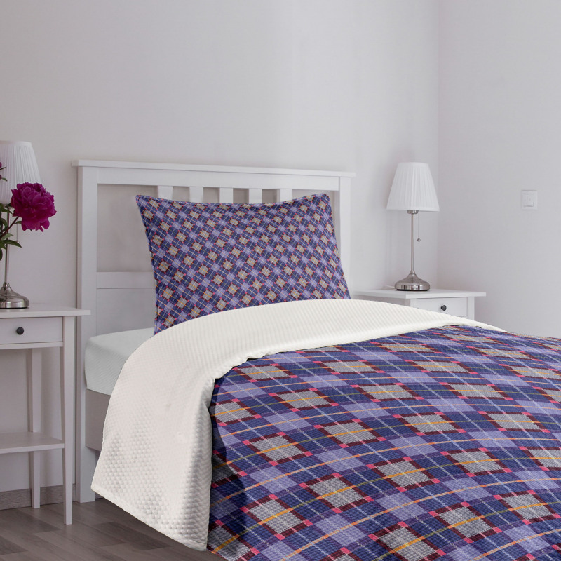 Rhombic Tartan Retro Bedspread Set