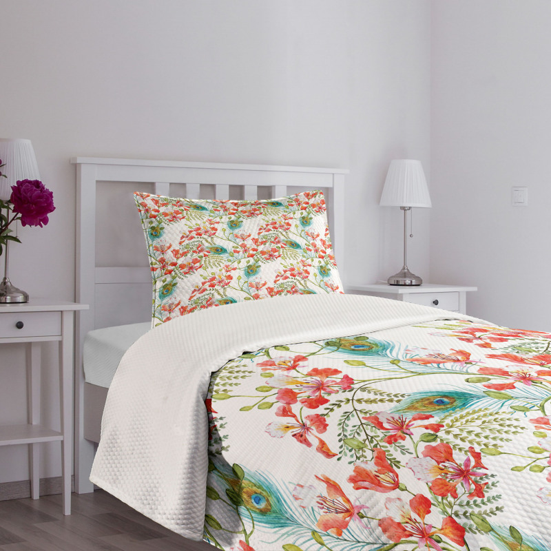 Peacock Feather Petunia Bedspread Set