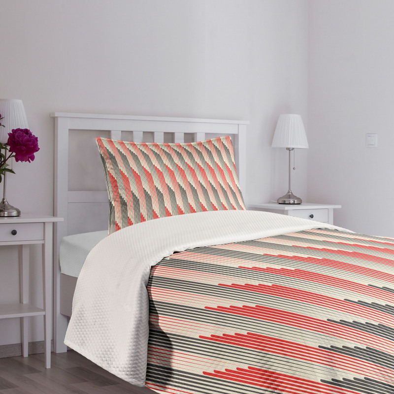 Retro Bicolor Striped Bedspread Set