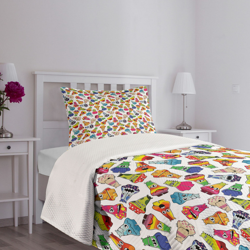 Playful Friendly Monsters Bedspread Set