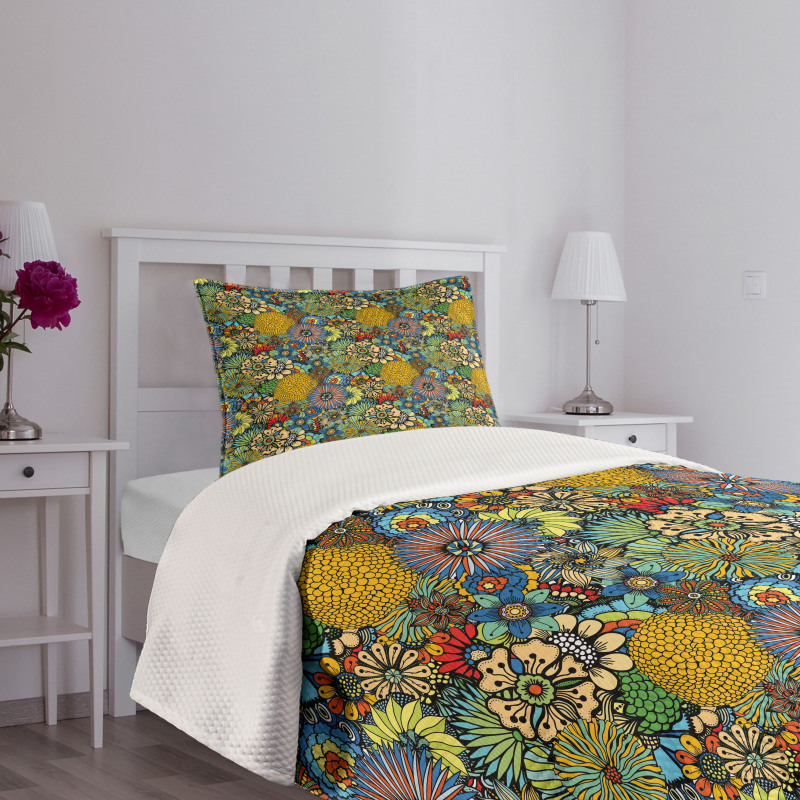 Whimsical Florist Doodle Bedspread Set