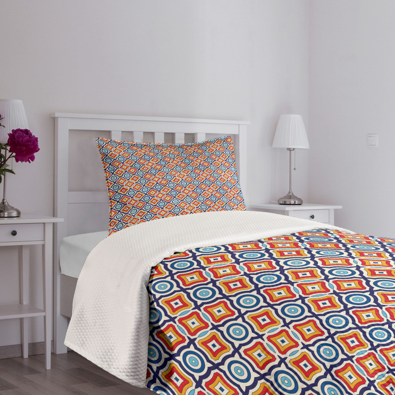 Oriental Geometric Motif Bedspread Set