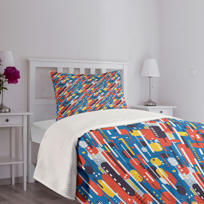 Diagonal Shapes Design Bedspread Set