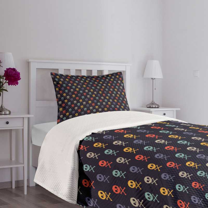 Skulls with Bones Bedspread Set