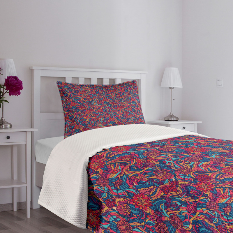 Blooms Swirled Stripes Bedspread Set