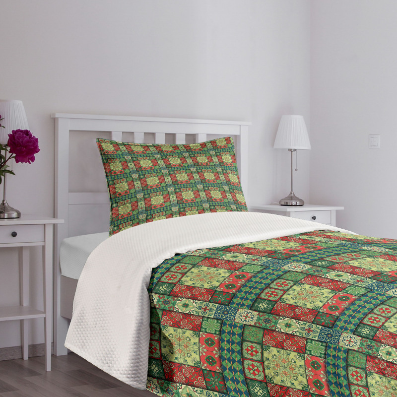 Colorful Azulejo Tiles Bedspread Set