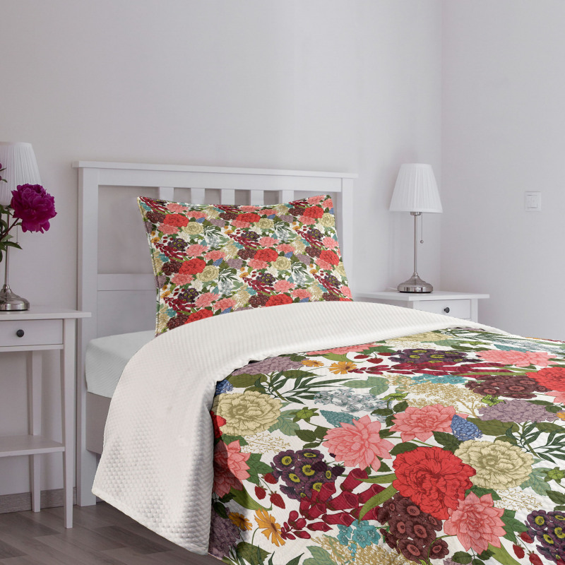 Romantic Bouquet Design Bedspread Set