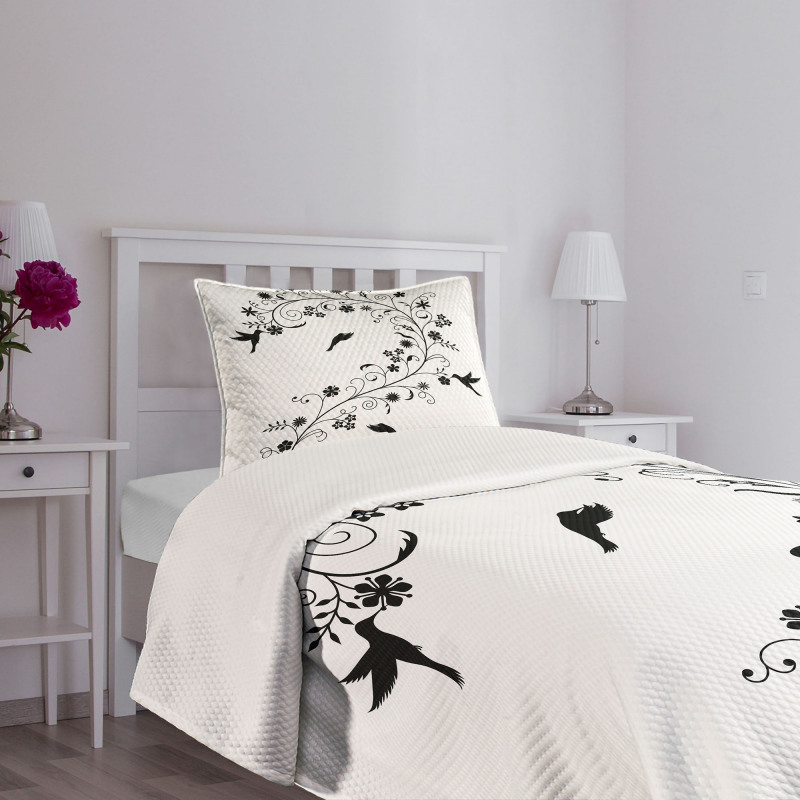 Curves Swirls Bird Bedspread Set