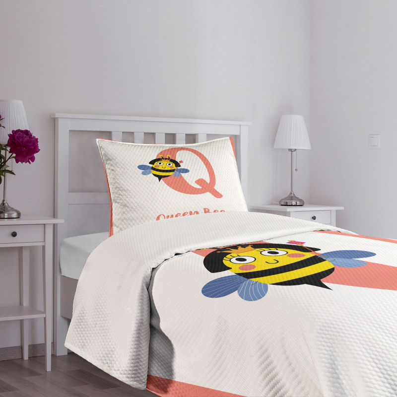 Cartoon Animal Letter Q Bedspread Set