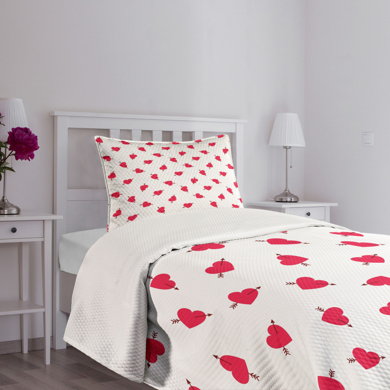 Cartoon Hearts Love Bedspread Set