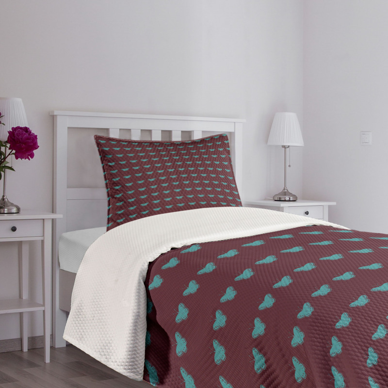 Blue Wings on Dark Bedspread Set