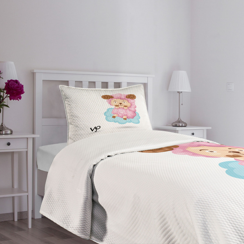 Cartoon Sheep Kids Bedspread Set