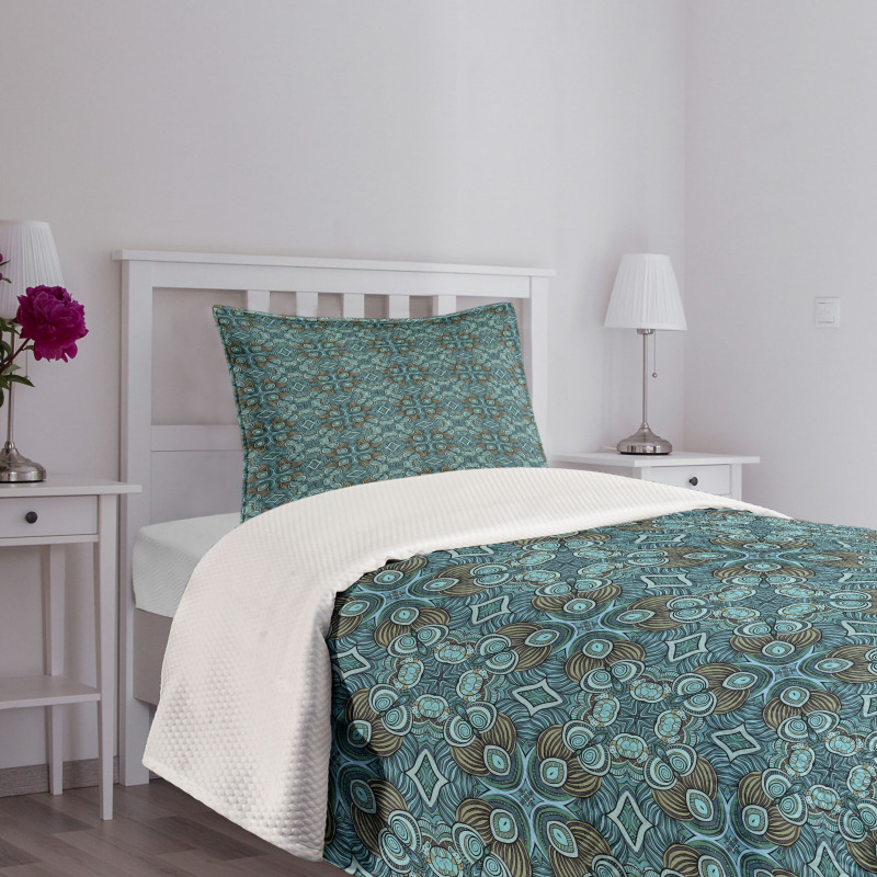 Aqua Color Palette Hippie Bedspread Set