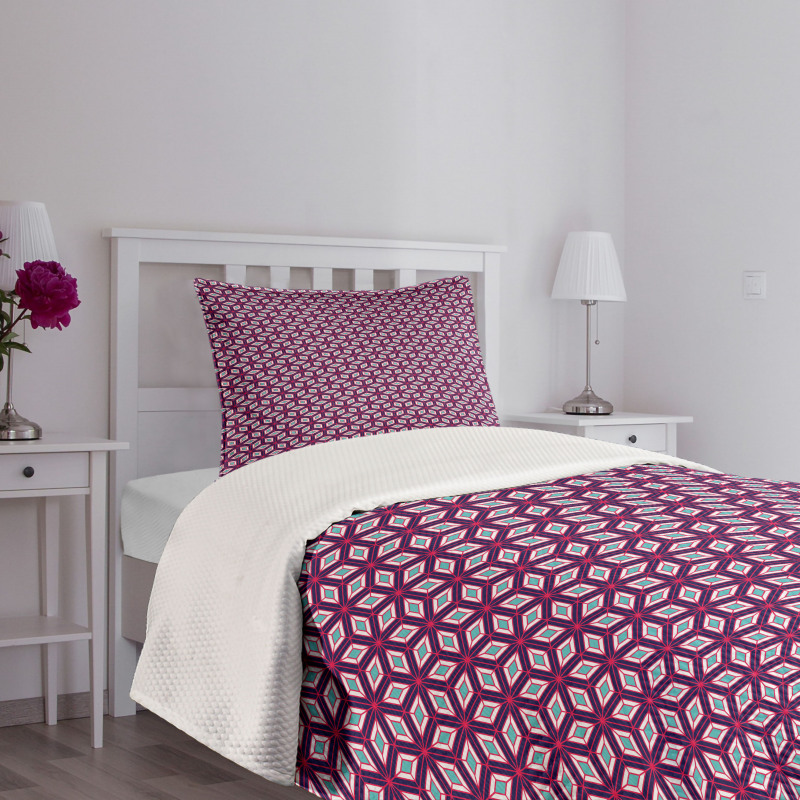 Diamond Shapes and Lines Bedspread Set