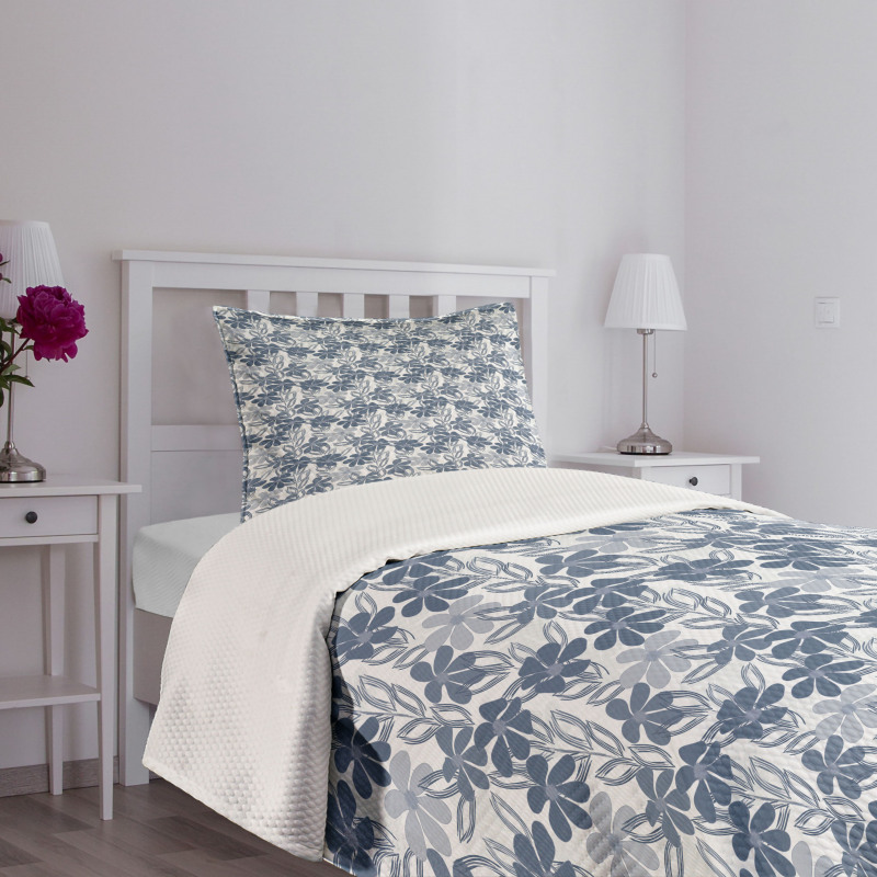 Pastel Colors with Leaves Bedspread Set