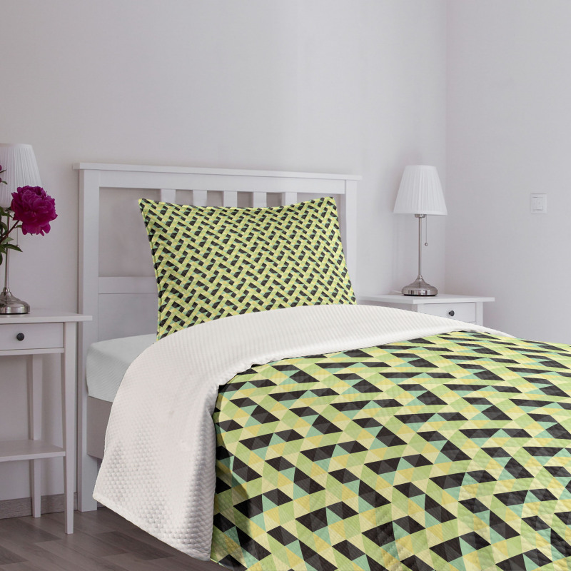 Abstract Grid Style Retro Bedspread Set
